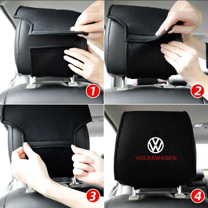폭스바겐 VW 투란 비틀 골프 파사트 제타 폴로 보라 CC 라비드용 허브캡 자동차 로고 시트 등받이 헤드레스트 커버 베개 타월