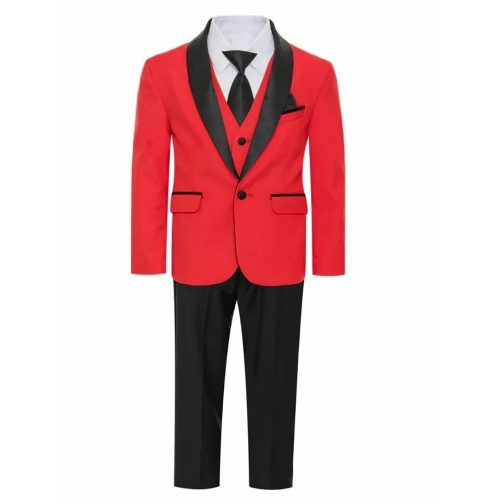 Stylish Slim Fit Boy's Suit Set 3 Pieces Tuxedo For Formal Occasion Blazer Vest And Pants Kids Outfit For Wedding Prom boys suits