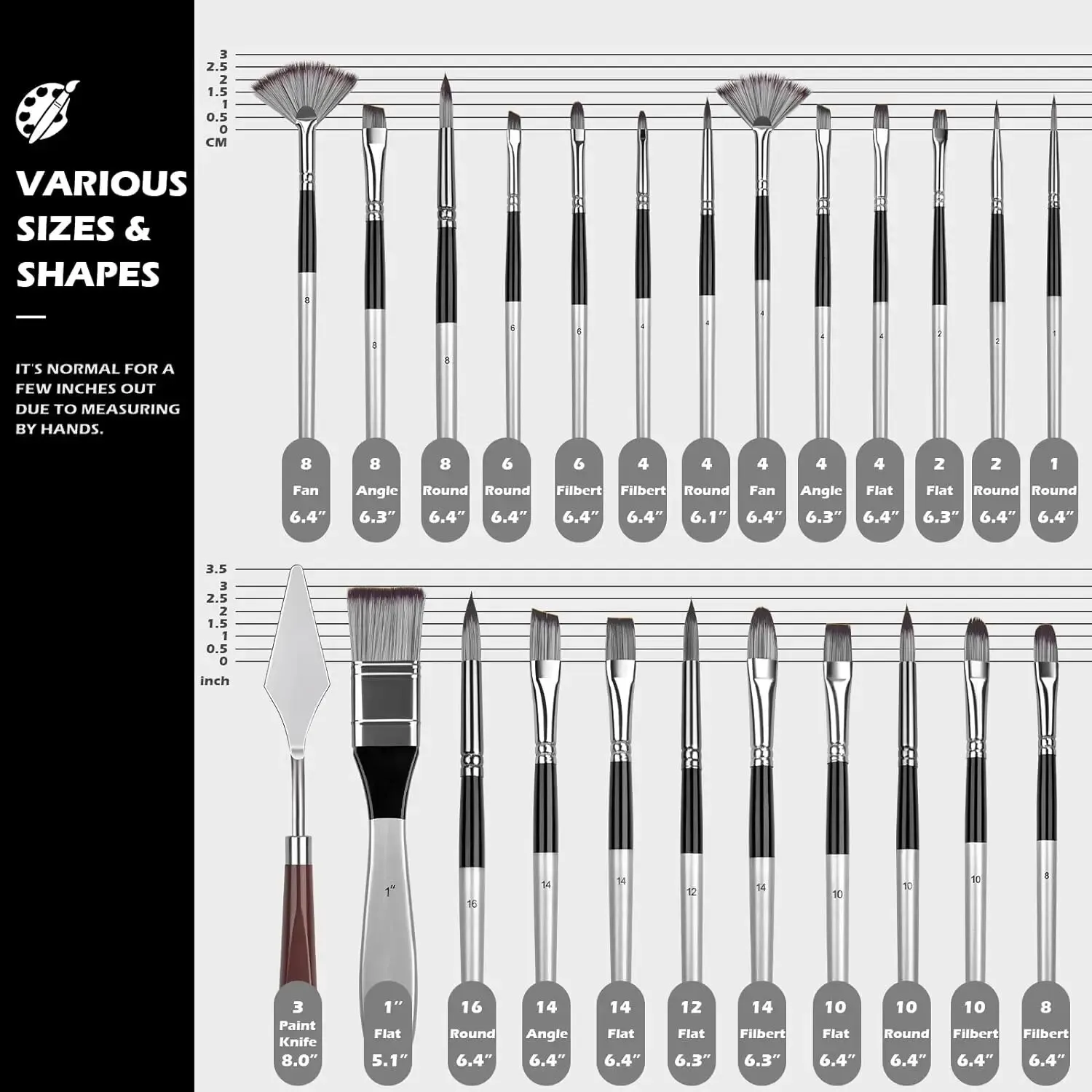 Acrylic Paint Brushes Oil Paint Brushes Artist Brushes Set 24 Pcs for Acrylic Oil Watercolor Wooden Handle