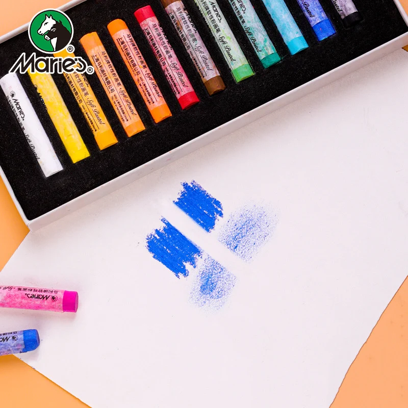 Marie's Non Toxic Artist Pastels,Circular Soft Pastels Set,Chalks 12/24/36/72 Colors Soft Dry Pastel Artist Chalk Pastel Sticks