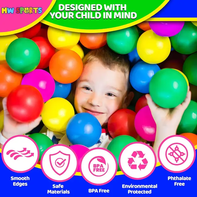 Play Balls for Ball Pit, Plastic Crush Proof, Phthalate & BPA Free, Assorted Colors (400 Balls)
