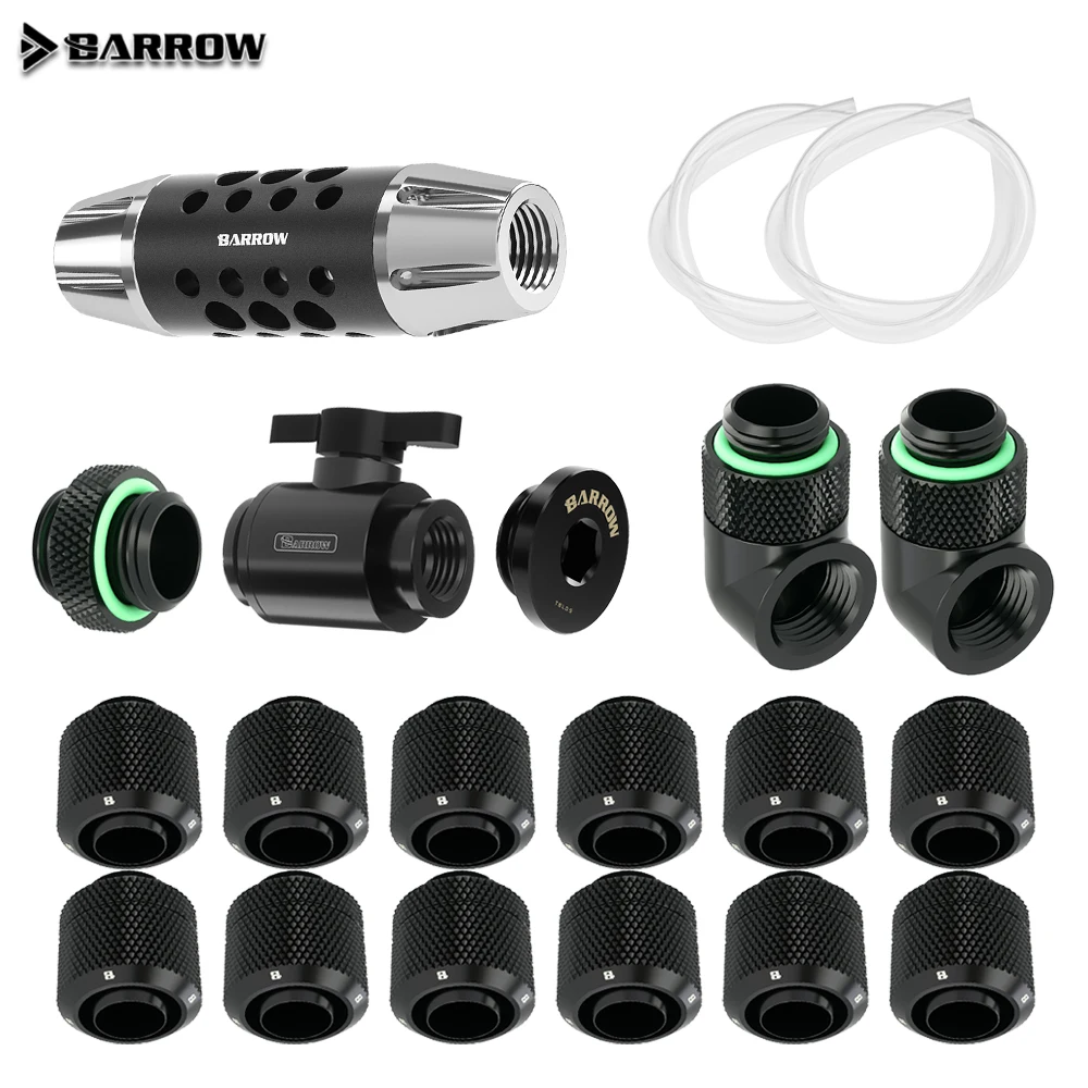 

Barrow Soft Tube Fitting Kit,THKN-3/8 For OD 13/16mm,Filter+Switch + Plug + 90 Degree Fitting Water Cooling Accessories DIY