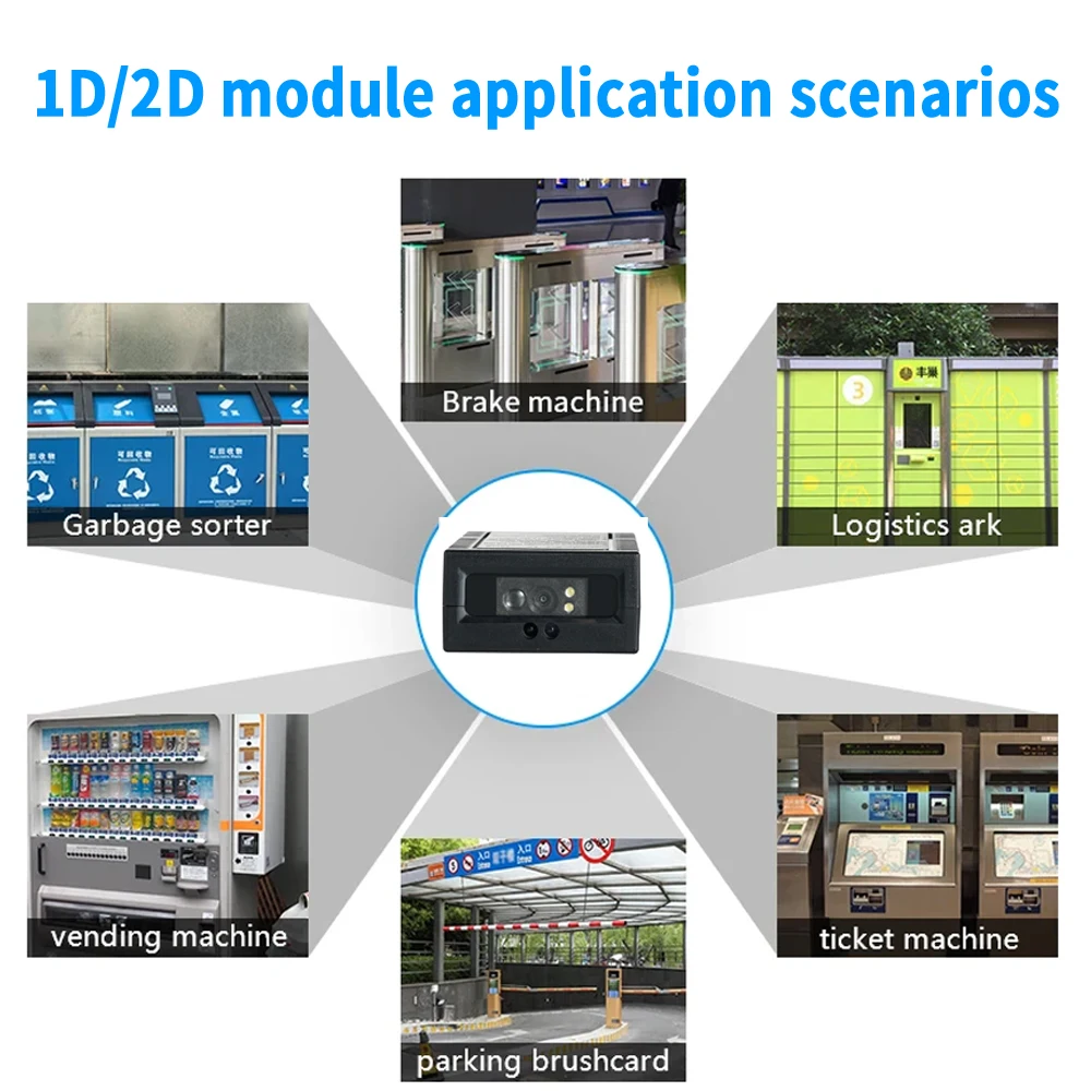 Barcode Scanner Embedded Module Reader 1D/2D/DPM CODE USB/TTL UART/RS232/RS485 Fixed Mounted QR Code Engine