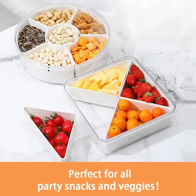 Veggie Tray With Lid - Divided Snackle Box Container With 6 Compartments  For Party Serving Platter, Snack - AliExpress