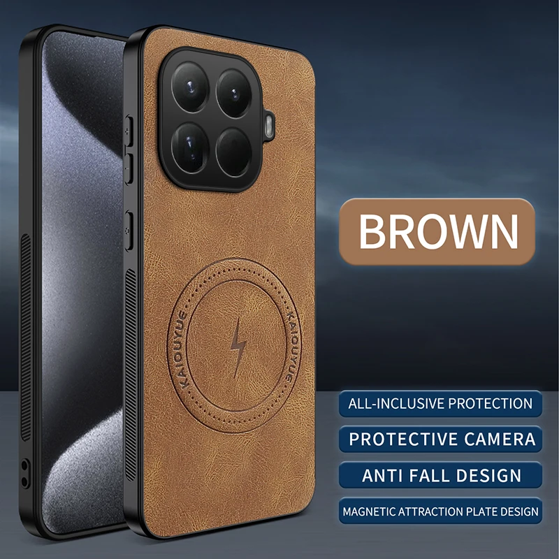 Magnetic Shockproof Soft Matte Leather Phone Case with All-round Camera Protector