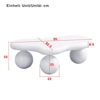 Table basse Comanlai avec éclairage LED, table d'appoint en forme de nuage au design unique, pied rond, table à thé pour salon, bureau, blanc 6