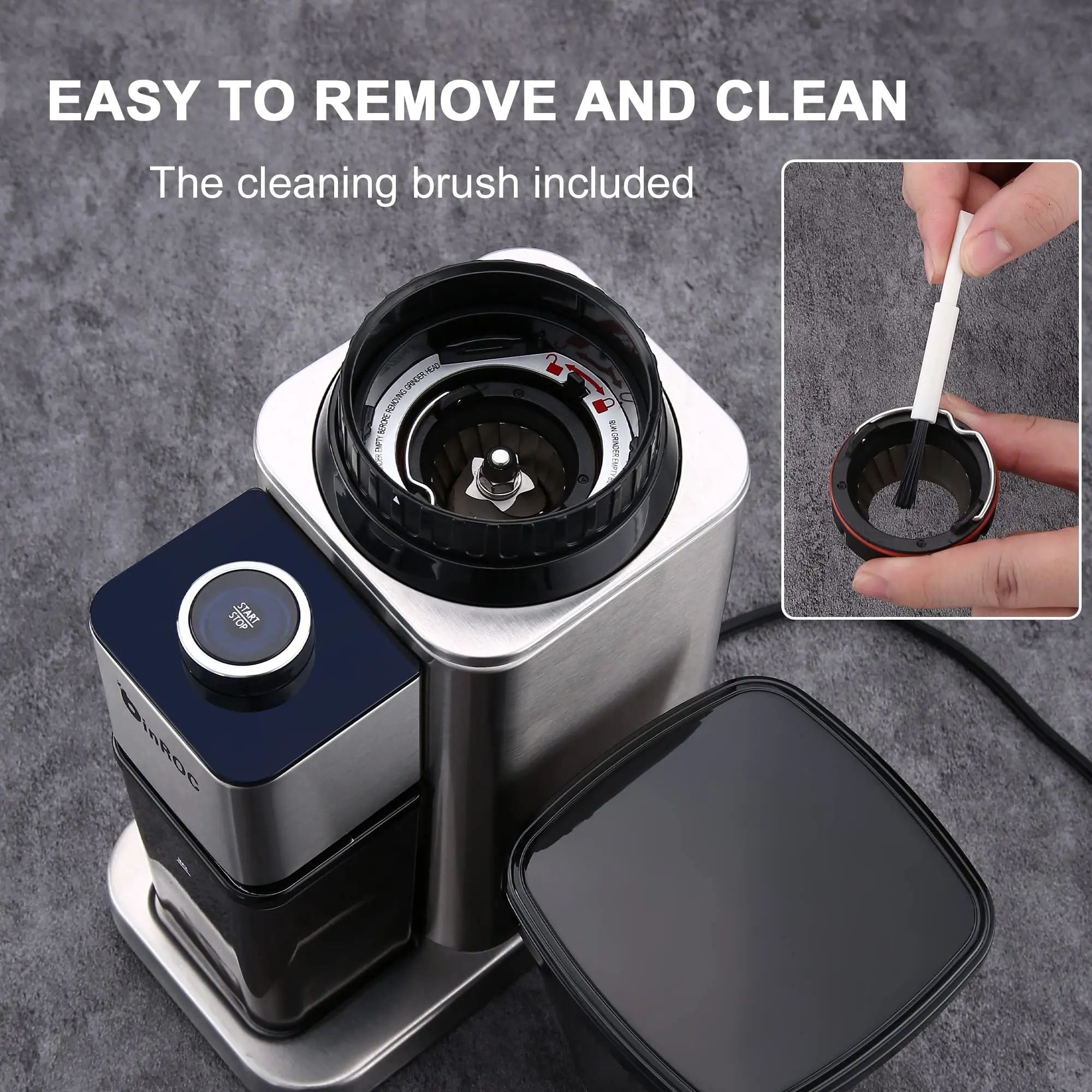 トップ Conical Burr Coffee Grinder AntiStatic Electric Bean for MessFree