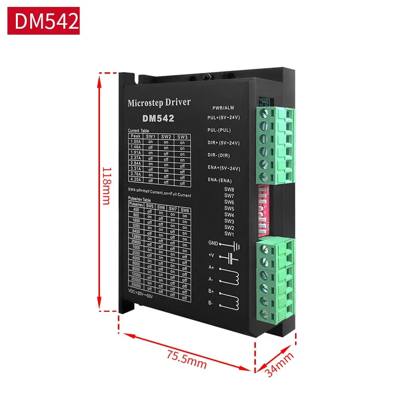 네마23 스테퍼 모터 0.7/1.2N.m 1.8N.m 2.5N.m 2.8N.m 스텝 드라이버 DM556 DM542 TB6600 세트 샤프트 8mm CNC 밀링머신용