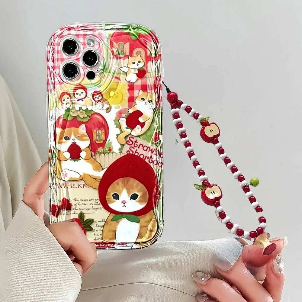 Cartoon Cat Red Apple Soft Chain Case Cover