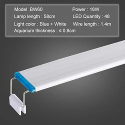 Ultra-Slim Waterproof Aquarium LED Grow Light with Adjustable Brightness (Blue white 60)