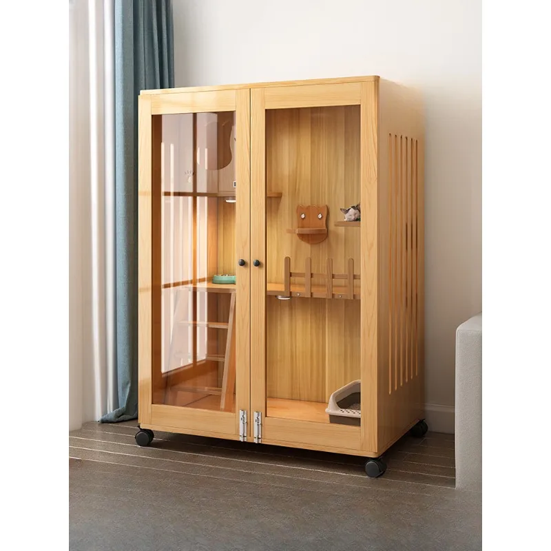 

Solid wood cat villa cage home house three-storycabinet indoor breeding