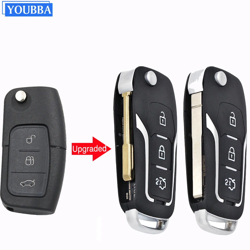 3 Buttons Folding Remote Key Shell Case For Ford C Max S Galaxy Focus Fiesta Ecosport Kuga Escape F021/ HU101 Blade