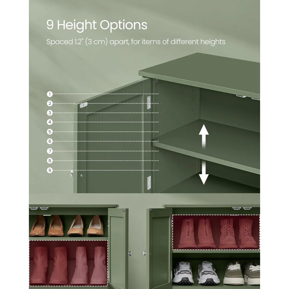 3-Tier Shoe Cabinets Organizer, Shoe Shelf, Modern Country Cabinet, Freestanding Cabinet with Height-Adjustable Shelf,  Entryway 5