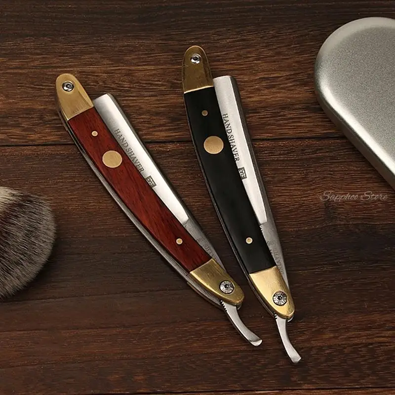 Manual Straight Razor Set Japanese High Carbon Steel Natural Wood Folding Shaving Knife Kit Sharp Ready To Use Barber Shop 3