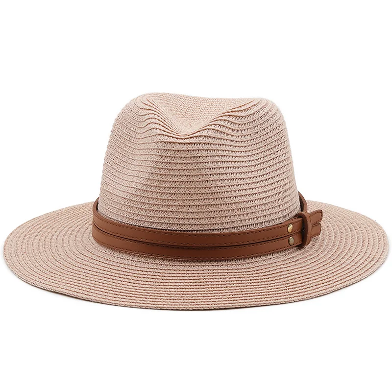 54-58-60CM Womens Summer Panama Hats Wide Brim Straw Sun Hat Beach Hat For Men Fashion UPF UV Protection Fedoras Cap For Travel 2