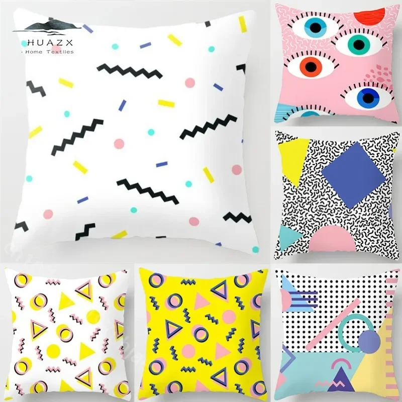 

Memphis Style Geometric Printed Pillow Case Sofa Cushion Covers Home Party Decoration Office Chair Car Seat Pillowcase 45cmx45cm