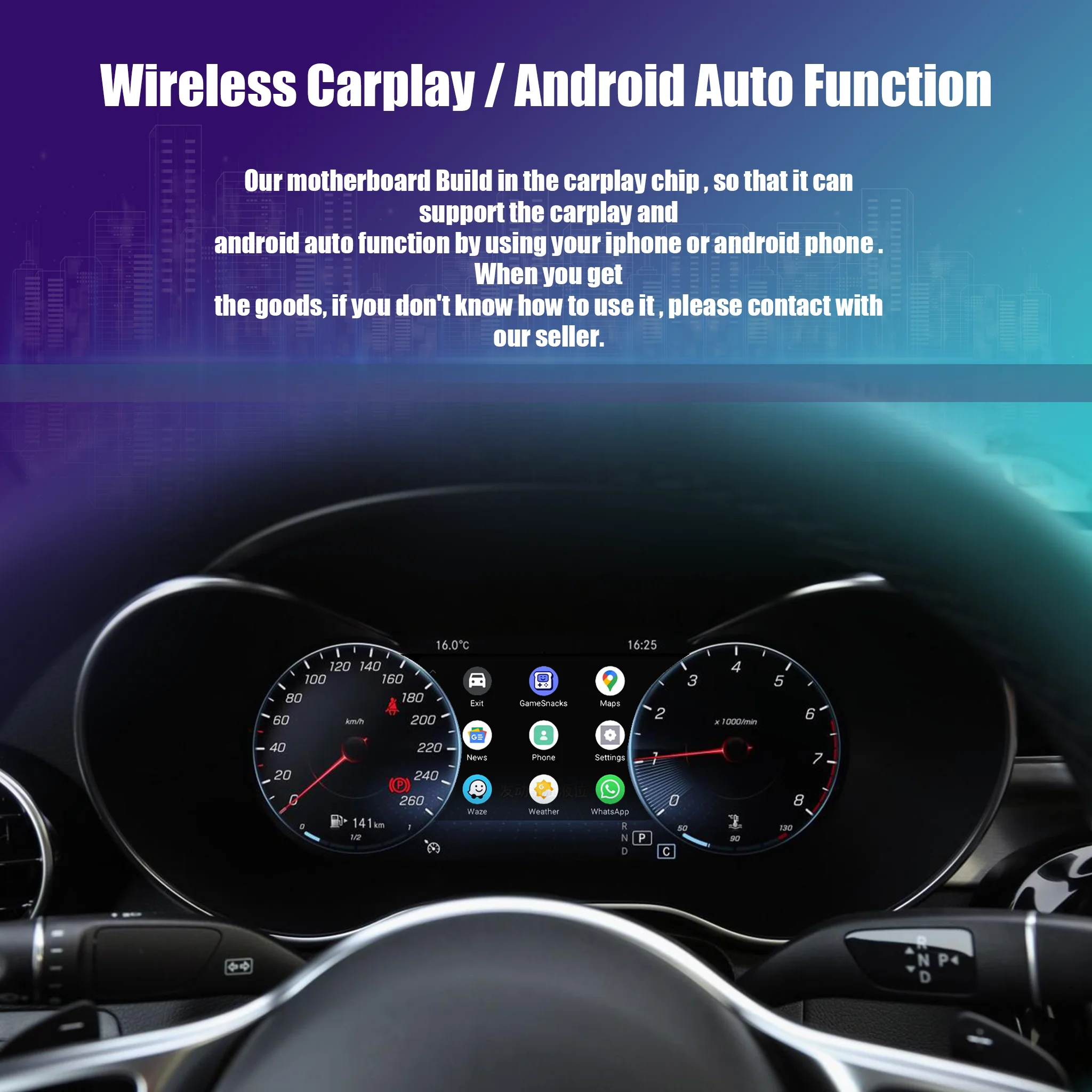 Panel de Instrumentos Digital LCD Linux de 12.3 Pulgadas para Mercedes Benz GLC Clase C W253 X253 W205 2014-2023, Carplay Inalámbrico, Android Auto, Cabina Virtual 2