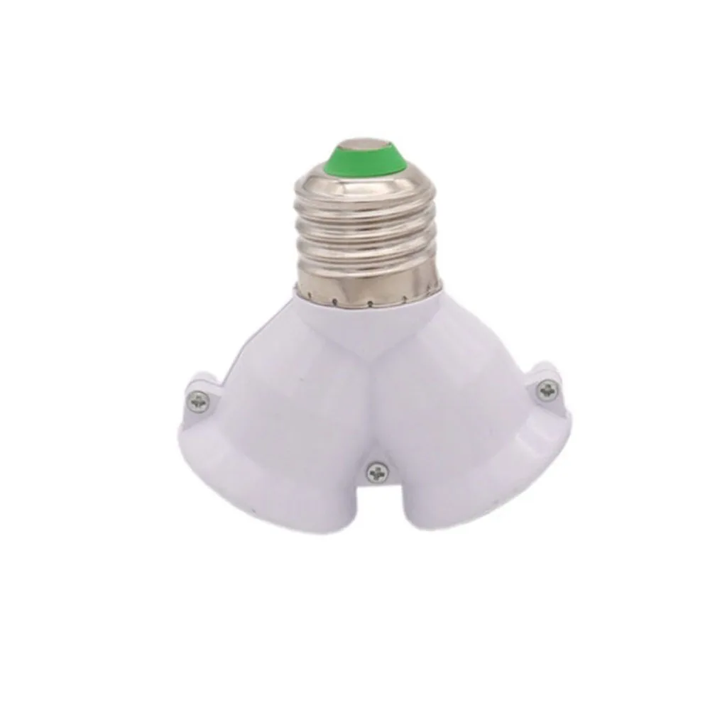 White E27 to 2 E27 Lamp Base Led Lighting Double Screw Bulb Socket Converter Saving LED Light Halogen Lamp Holder 3A