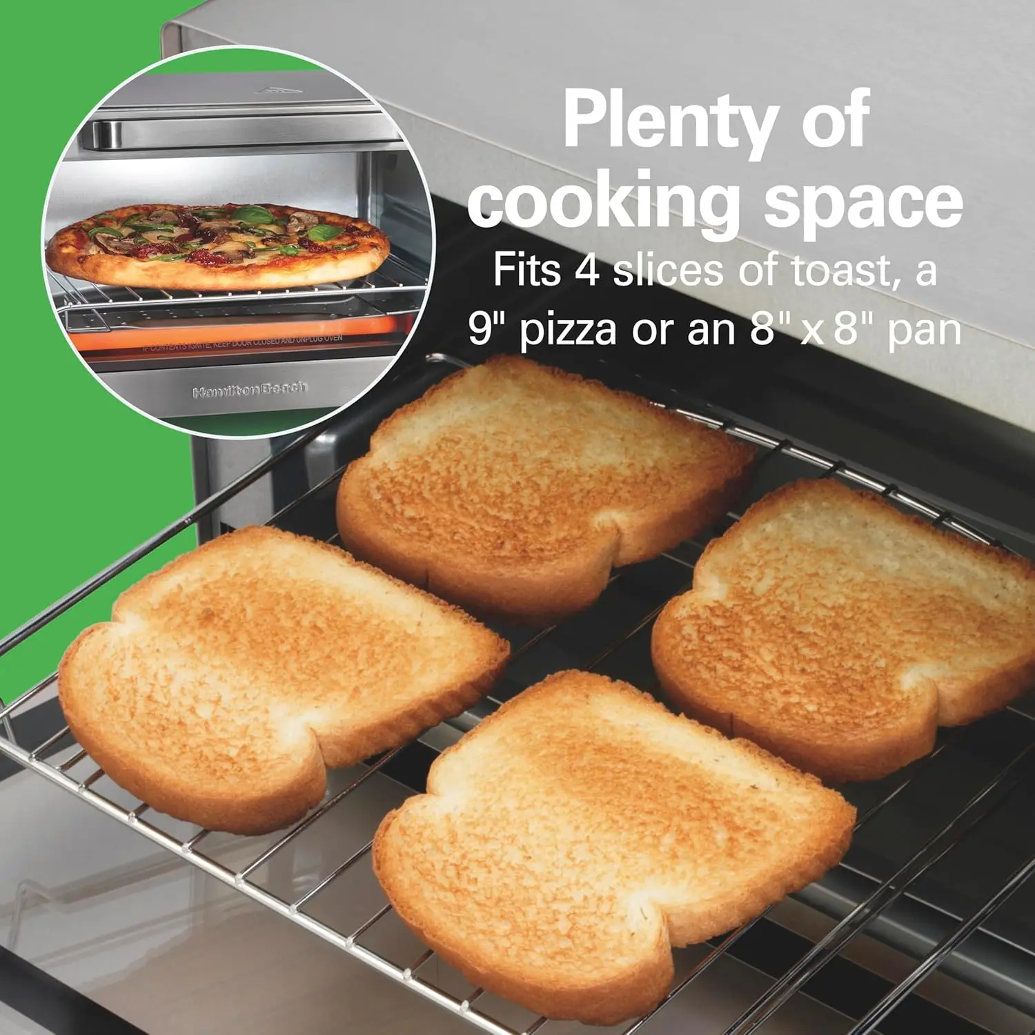 OUIO Oven Air Fryer Combo, Fits 9-Inch Pizzas, 4-Slice Capacity, Powerful Cycle, Auto Shutoff, Stainless Steel 3