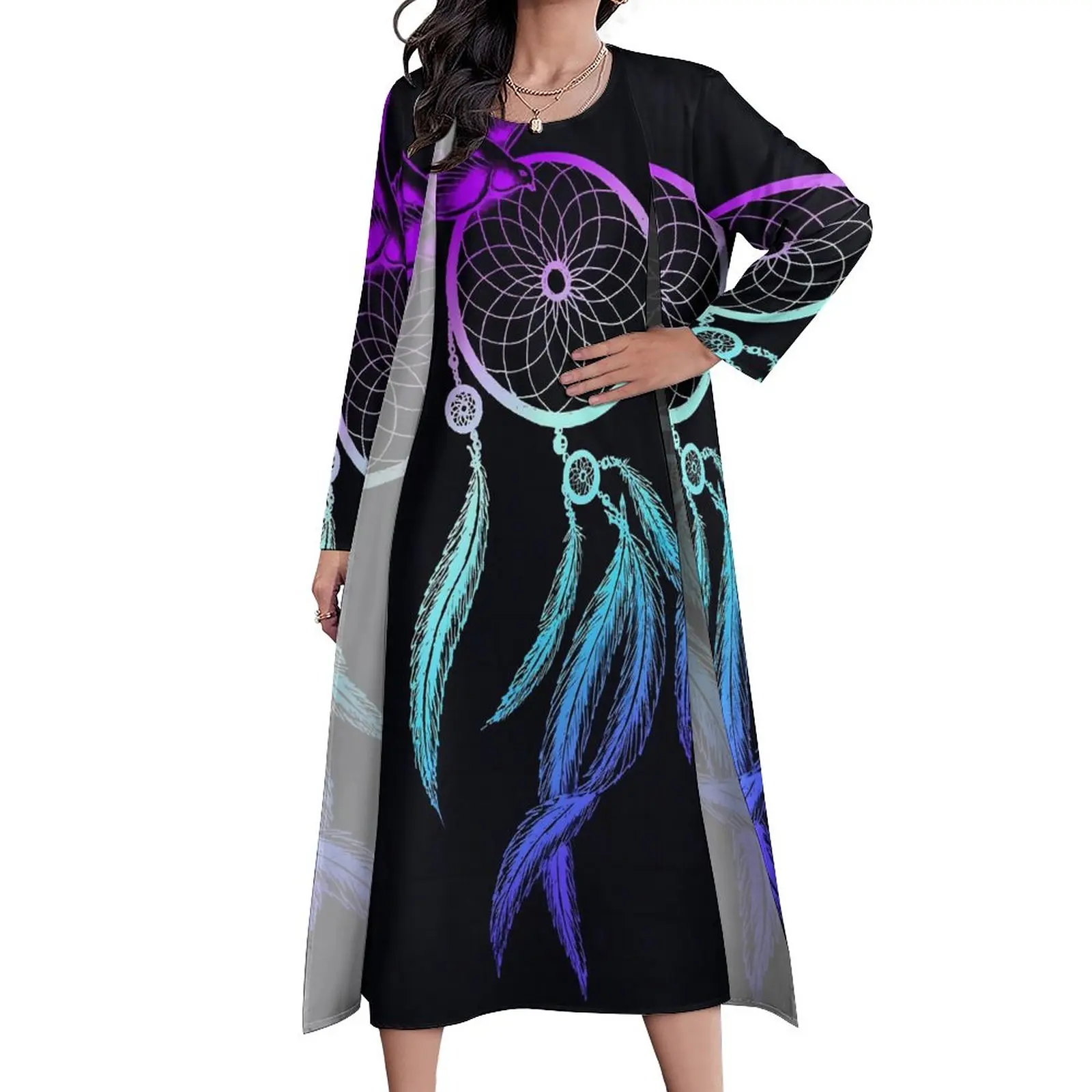 

Dream Catcher Dress Colorful Print Sexy Maxi Dress Two Piece Custom Bohemia Long Dresses Korean Fashion Oversized Vestidos