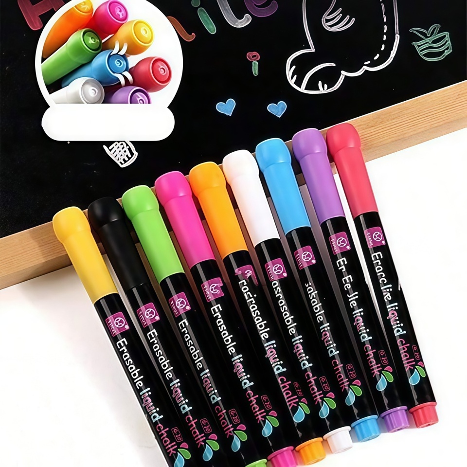  Erasable Liquid Chalk Markers, Water-Based Fluorescent Pens for LED Boards, Blackboards, Glass, Signs, Art & Craft 