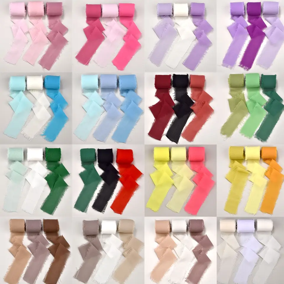 Ruban En Mousseline De Soie à Franges - Terracotta - 3