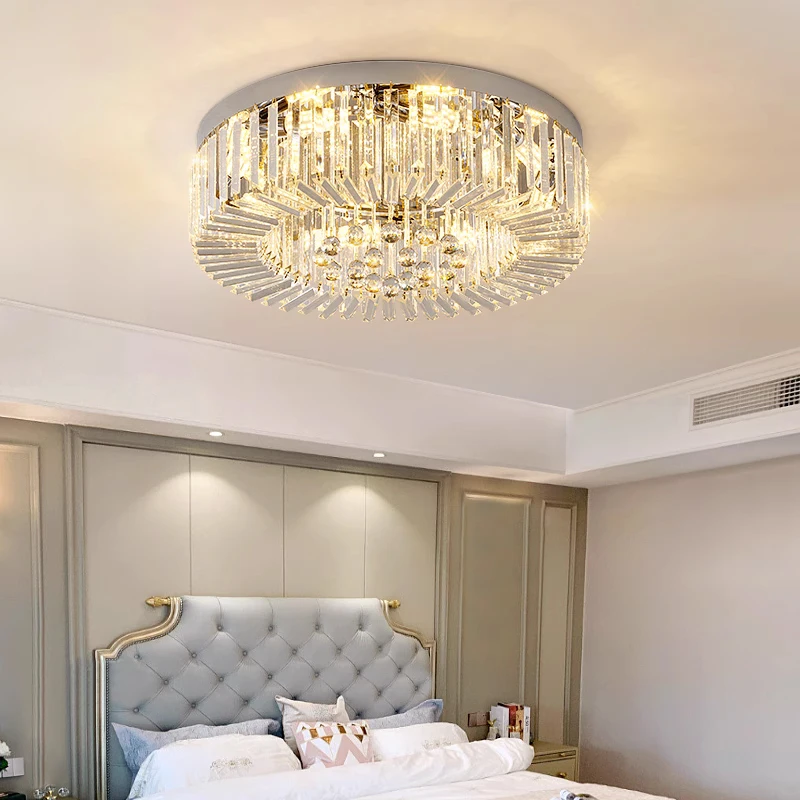 

Led Crystal Ceiling Chandelier For Living Room Round Home Decor Indoor Lighting Modern Gold Silver Bedroom Lamp Luxury Lustre