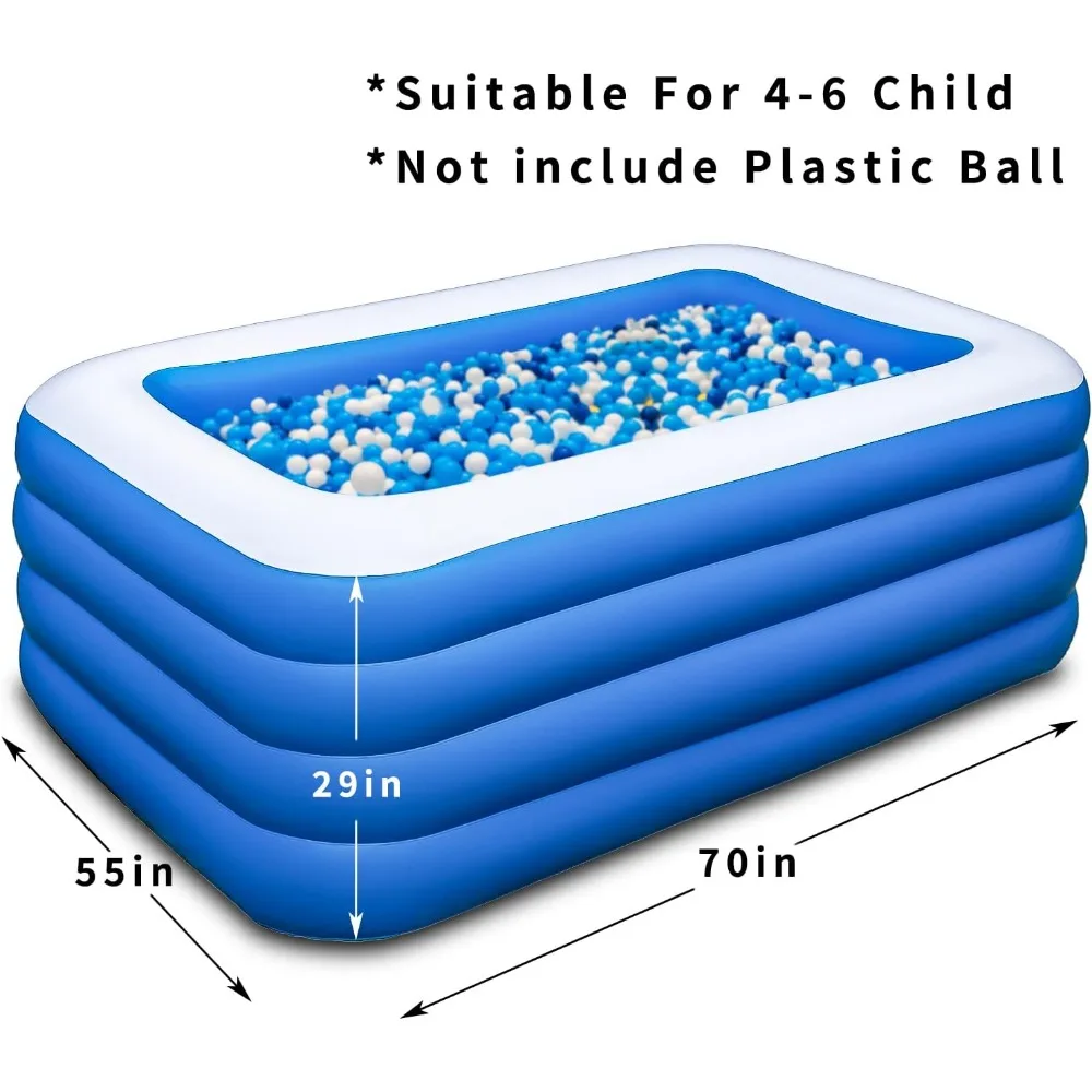Inflatable Swimming Pool, 70x55x29 inch Inflatable Pool, Family Summer Water Party, Kids, Outdoor, Garden, Backyard