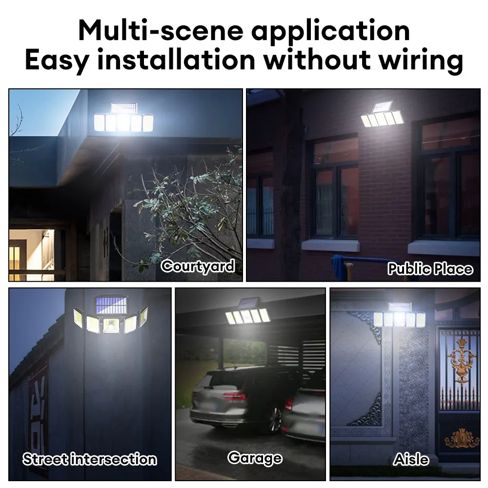 Description Picture 5 of item300 LED Solar Sensor Lights Remote Control Wall Lamp 270° Wide Angle Garden Yard Security Lights Outdoor Waterproof Street Light