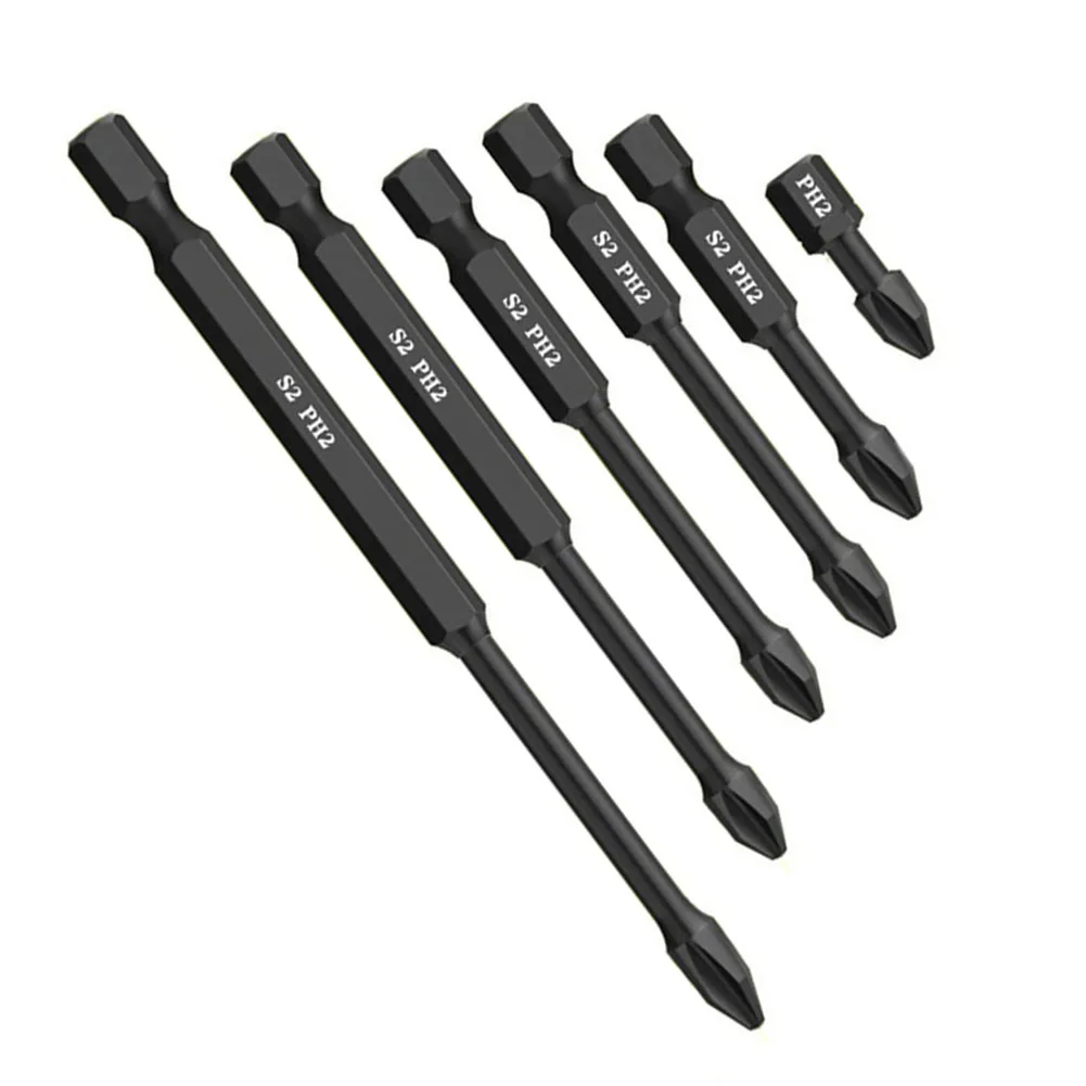 

PH2 Cross Screwdriver Black Cross Screwdriver Hardness Impact Drill Bit Non-Slip Power Tools Screw Alloy Steel