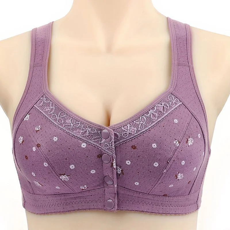 Women Front button Bra large 36-52 Plus Size Closure Bralette Summer Top  Wireless Underwear Lingerie