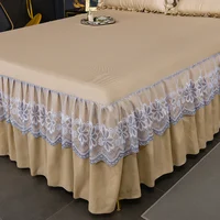 3Pcs/set Modern Royal Lace Bed Skirt Machine Breathable Washable Sheets Bed Skirt with Elastic Band for Queen King Size bedding 6