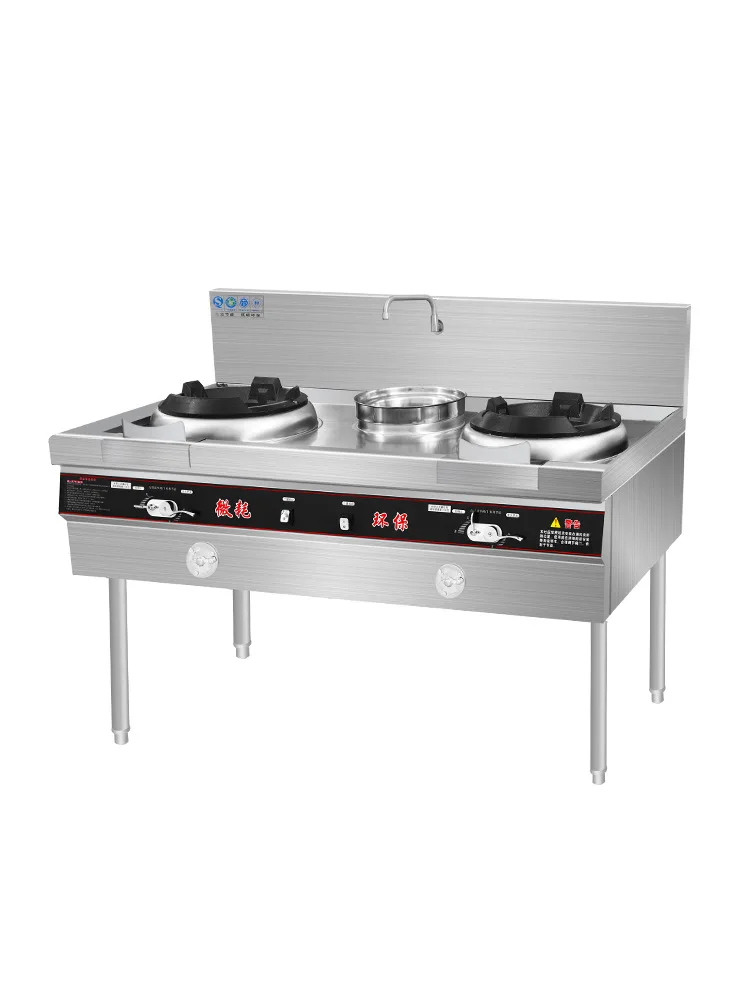 Stove with Oven Burner Industrial Two Wok Gas Range Stove Restaurant Equipments Chinese Wok Burner Stand Cooker Gas