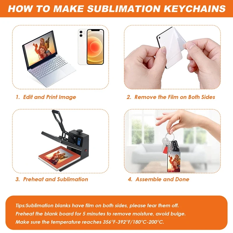 40 Pack Sublimation Keychain Blank Double Sided Heat Transfer Blank MDF Board Key Ring Sublimation DIY