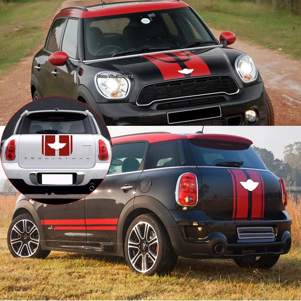 

Car Hood Engine Trunk Body Side Skirt Stripes Decals Stickers Decoration For Mini Cooper S R60 JCW Countryman R60 Accessories