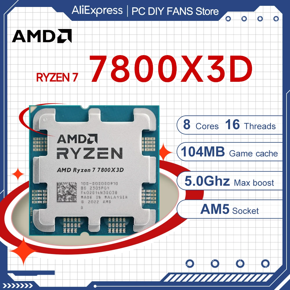 AMD Ryzen 7 7800X3D 8-Core 16-Thread 7000 Series 5NM 5.0GHz DDR5