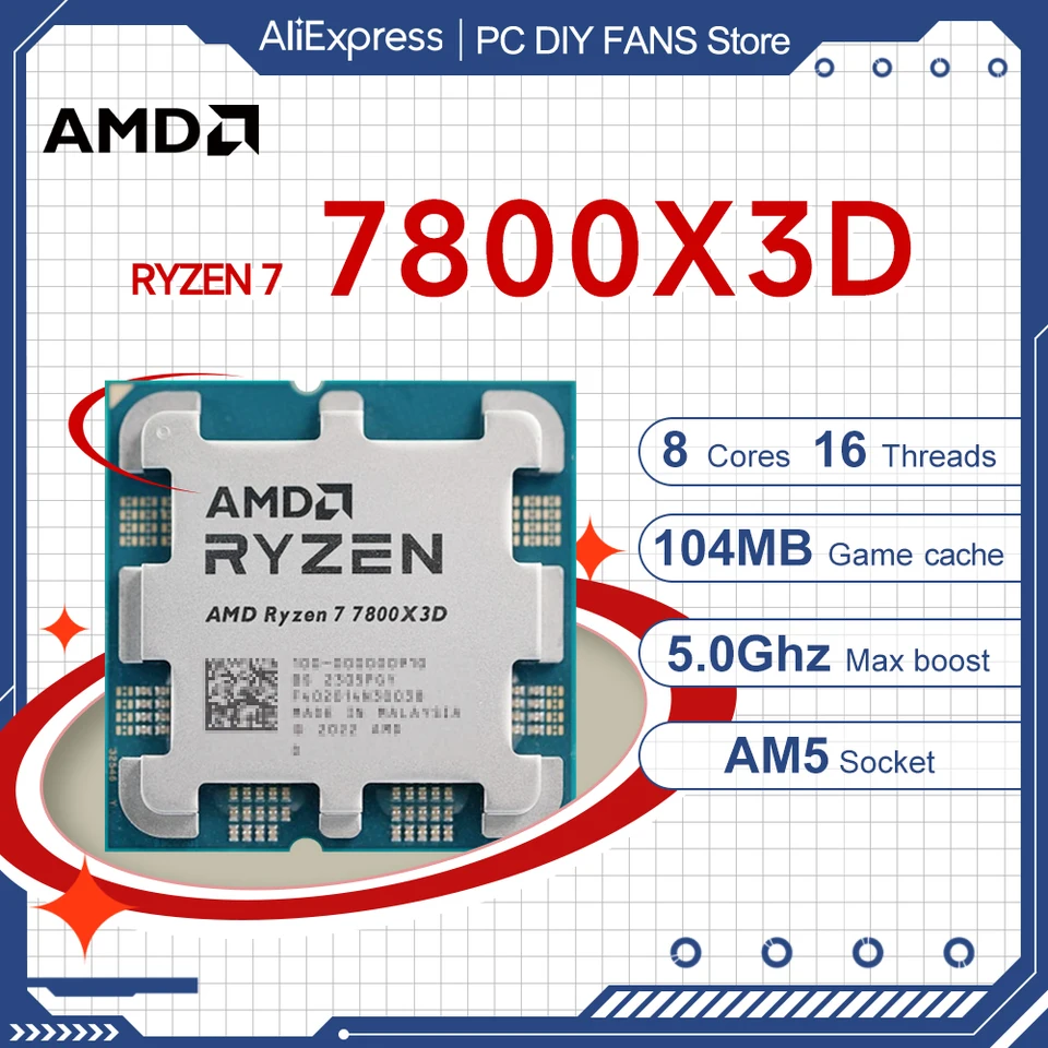 AMD Ryzen 7 7800X3D 8-Core 16-Thread 7000 Series 5NM 5.0GHz DDR5