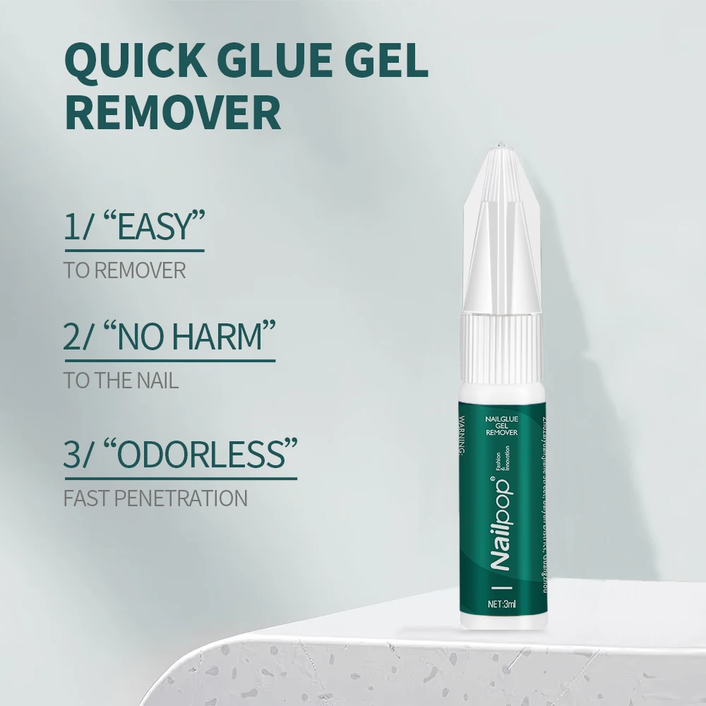 Nailpop Portable Nail Glue Gel with Remover Kit Quick-Drying Nail Adhesive for Press on Nails,Fake Nail Tips Gel Glue 4/8/12pcs 3