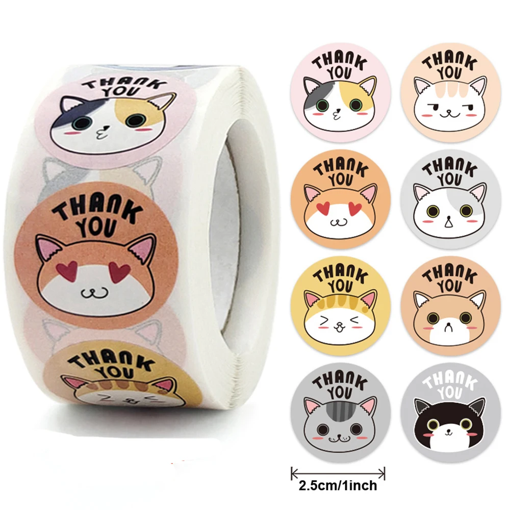 

500 шт./рулон, наклейки с рисунками животных