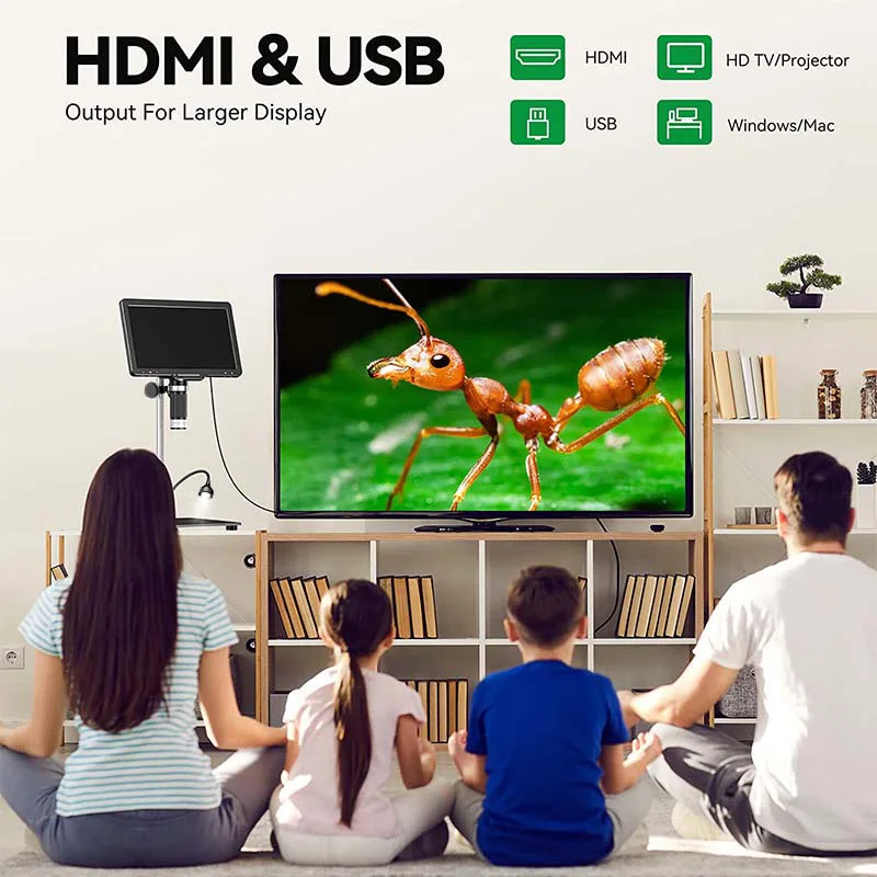 10" HDMI Digital Microscope 1300X Coin Microscope for Adult with 24MP Camera Sen