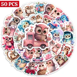 Kawaii Aesthetic Owl Stickers - Cute Cartoon Animal Waterproof Decals (50pcs)