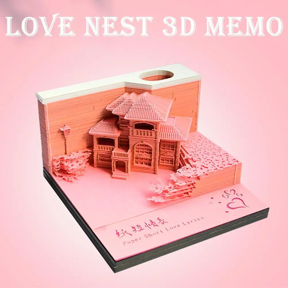Love Nest 3D 메모장 미니 모스크 모델 종이 조각 아트 스티커 메모 종이, 사무실 장식 액세서리, 드로잉 노트북, 신제품