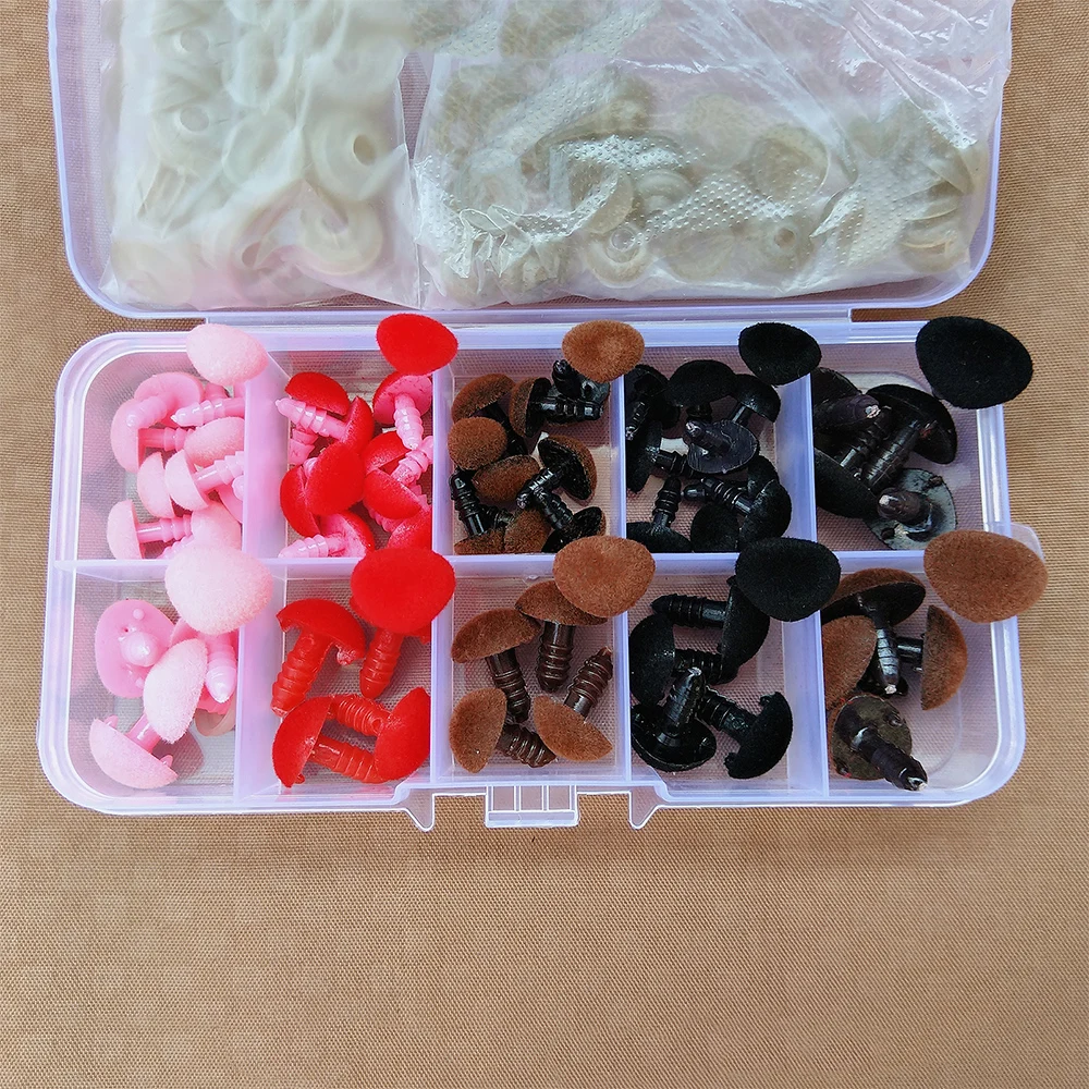 70pcs-Box Plastic Safety Nose craft supplies For Crochet Toys Knitting Dolls Amigurumi Crafts Pink/Red/Black/Brown Nose Animal For Teddy Bear