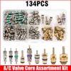 134Pcs Car Air Conditioner Valve Cores Assortment A/C AC Shrader Valve Core & Tool R134 R12 HVAC Valves Kit Auto Accessories 1