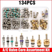 134Pcs Car Air Conditioner Valve Cores Assortment A/C AC Shrader Valve Core & Tool R134 R12 HVAC Valves Kit Auto Accessories 1