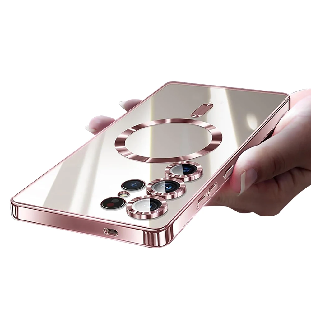 Luxurious Magnetic Glitter Plating Silicone Case with Clear Soft Shell