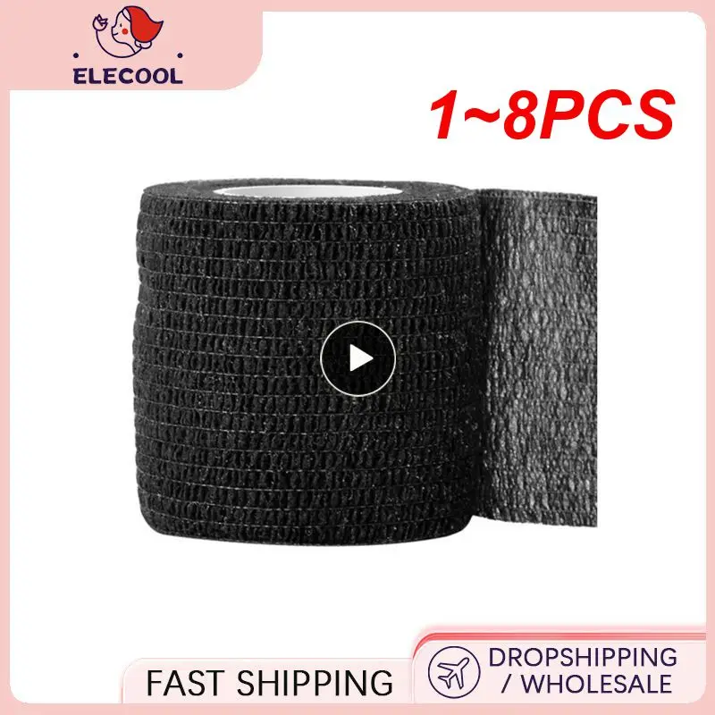 

1~8PCS Black Tattoo Handle Bandage Anti-slip Athletic Nonwoven Waterproof Disposable Self-adhesive Elastic Bandage Grip