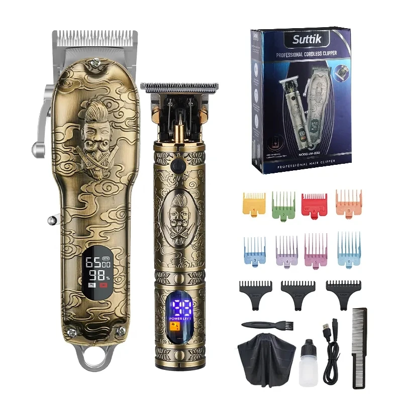 Resuxi JM-2022 Professional Shaving Machine LCD Display Man Barber Supply Cordless Hair Cutter Clippers Sets Electric Usb Safety