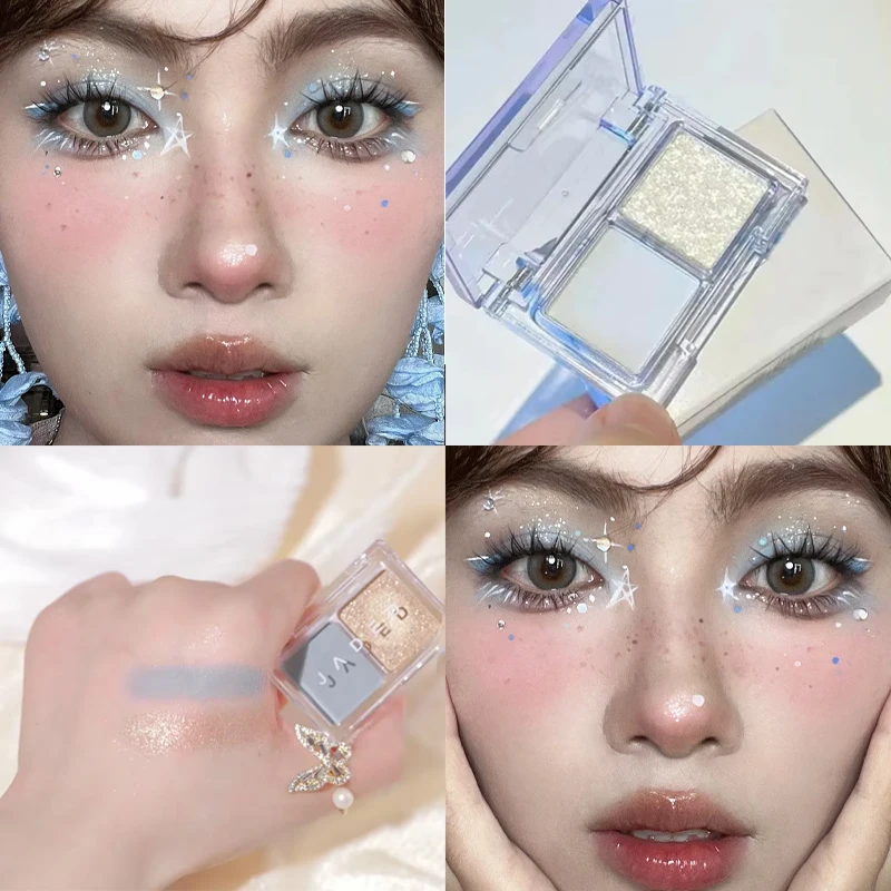 Eye Shadow Plate Matte Pearlescent Two-tone Blue Pink Eye Pigment Lasting