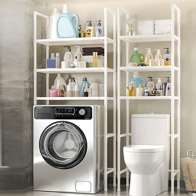 ชั้นเก็บของในห้องน้ํา ที่วางขาตั้งประหยัดพื้นที่ ชั้นวางของในห้องน้ําแบบตั้งพื้นอเนกประสงค์ ชั้นวางเครื่องซักผ้าหลายชั้น 1